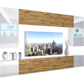 Set soggiorno BELINI parete attrezzata NEX 1 con LED, Bianco/rovere Wotan sopra