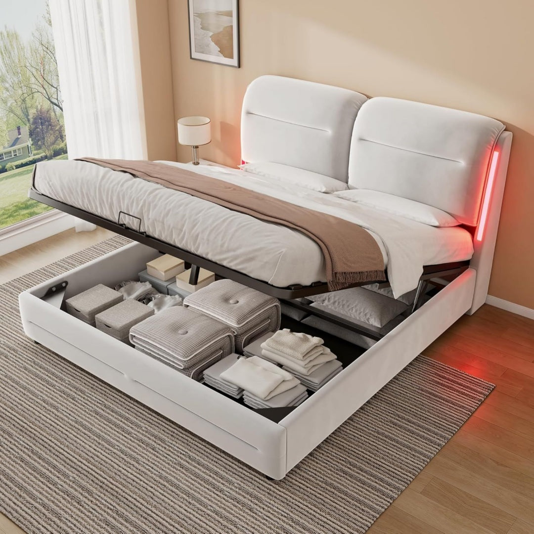 strutture letto beige velluto per imbottito