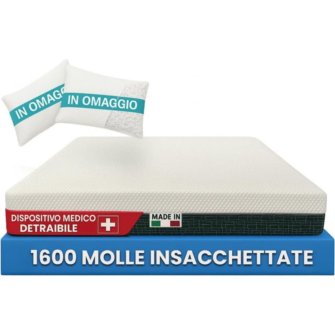 Materassi 160x190 + 2 Cuscini Memory Aloe Vera