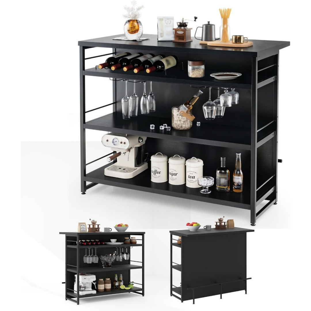 Tavolo KOMFOTTEU Tavolo Bar 120 x 60 x 101 cm, Bancone Bar a 4 Livelli con Portabo