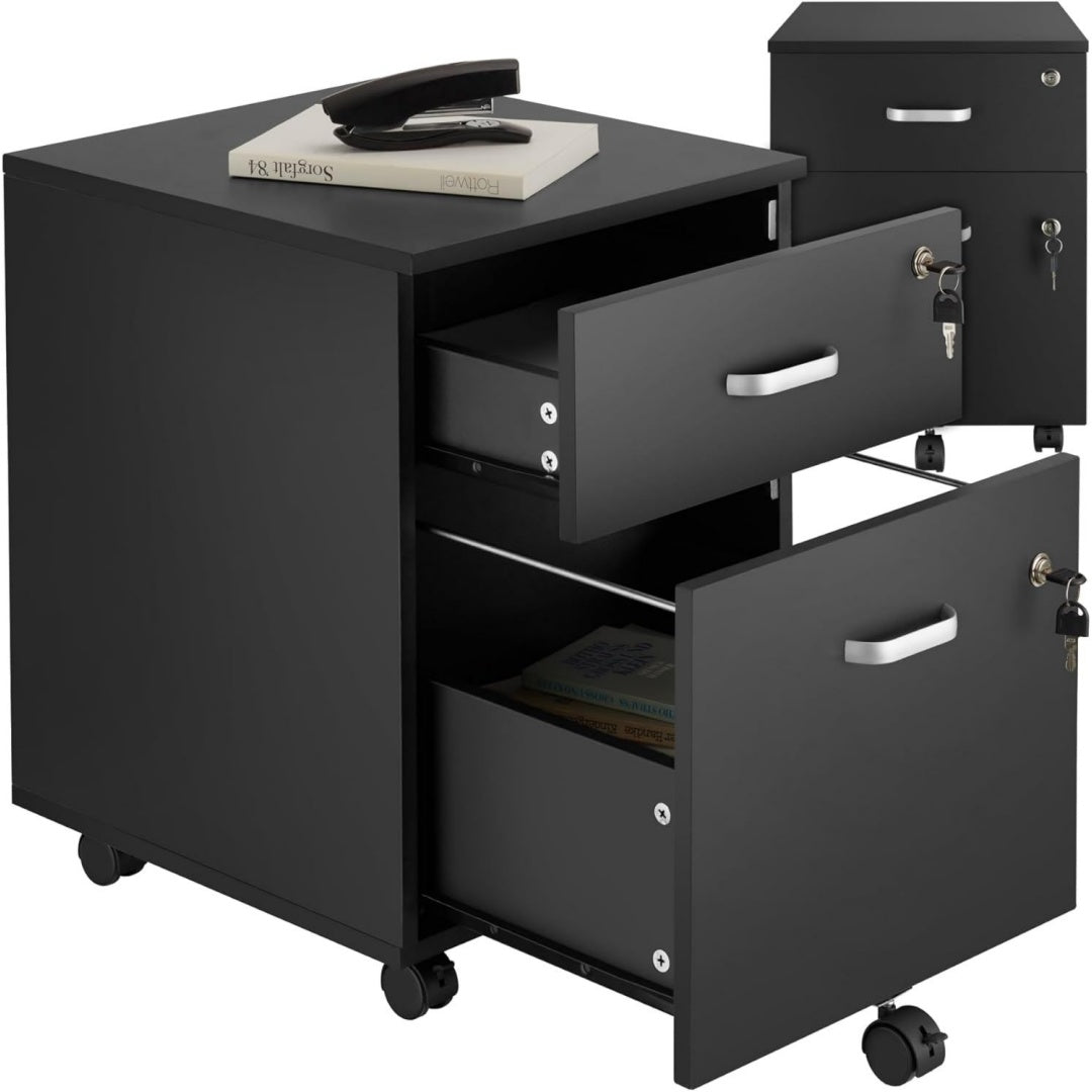 armadi archivio nero con ruote cassetti 3