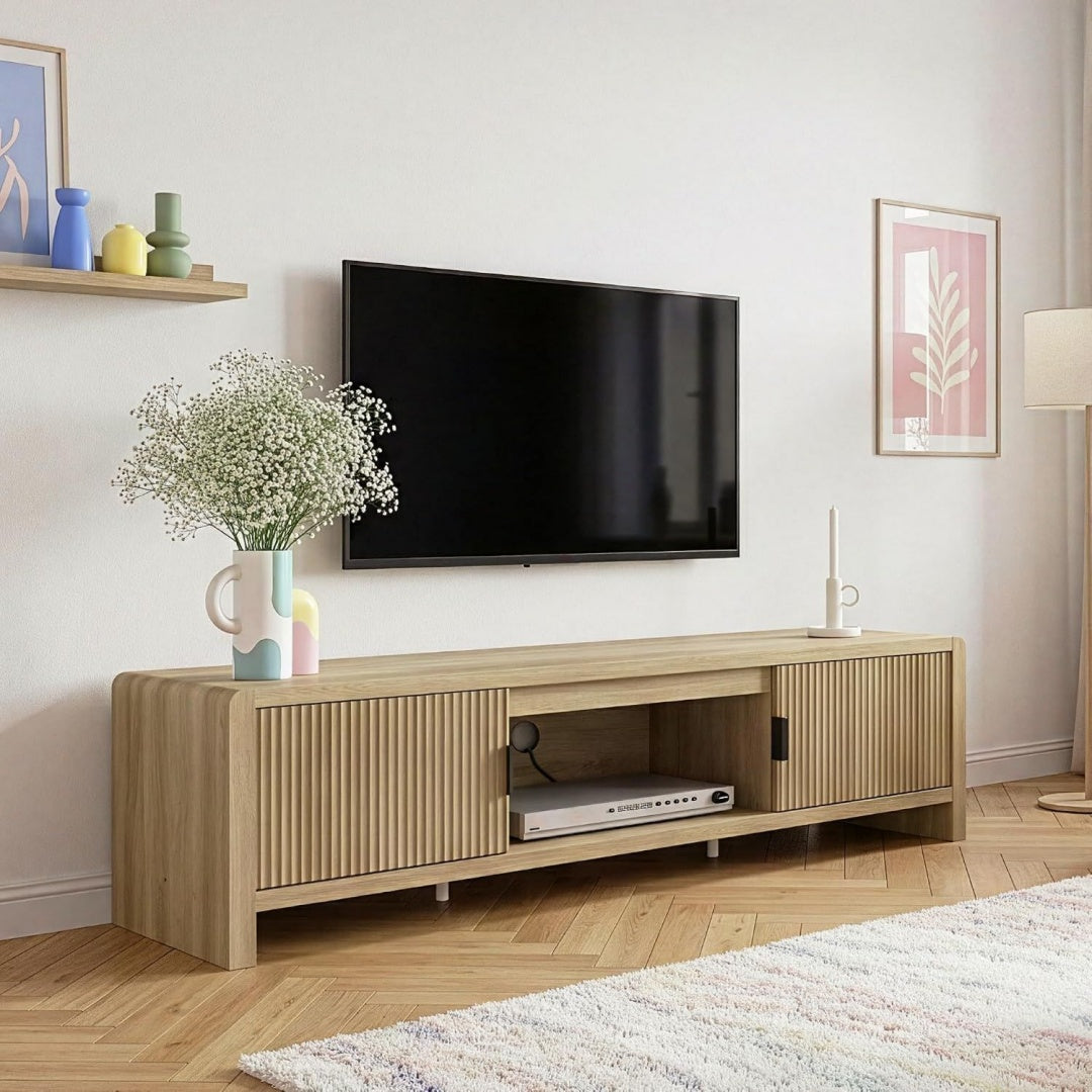 Mobile TV [en.casa] Mobile Porta TV 150x40x40 cm Effetto Rovere Medio Chiaro