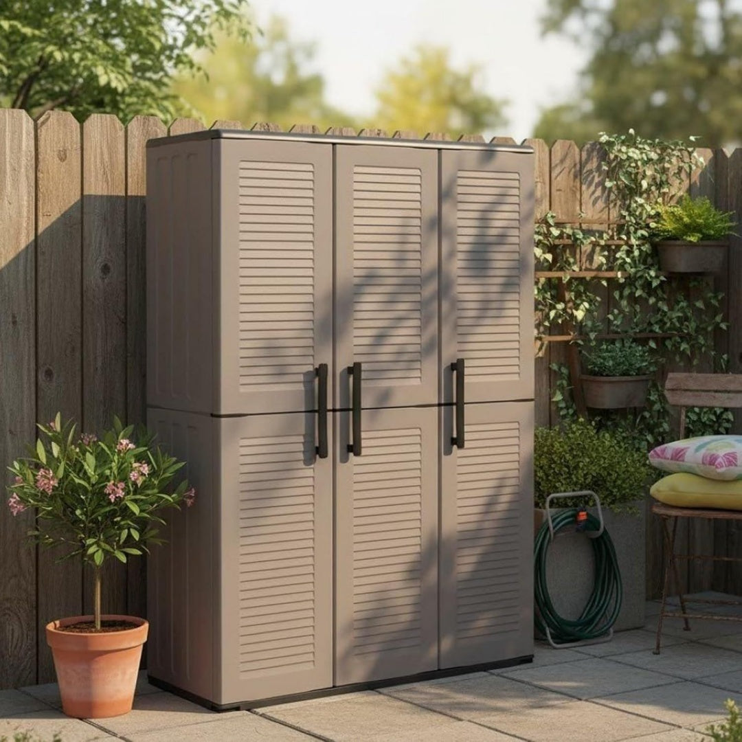 Armadio Dmora Armadio da Esterno Bilzen 37x102x163h cm Grigio 3 Ripiani 3 Ante, Mob