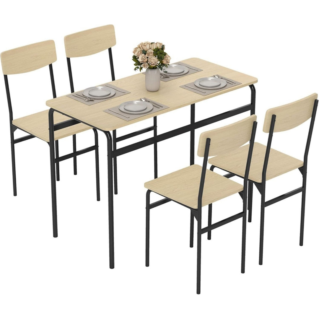 Tavolo Set Tavolo e Sedie Sala da Pranzo 5 Pezzi Salvaspazio Nero Legno